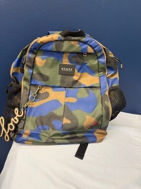 STATE Camo Backpack in Blue, Green & Brown
